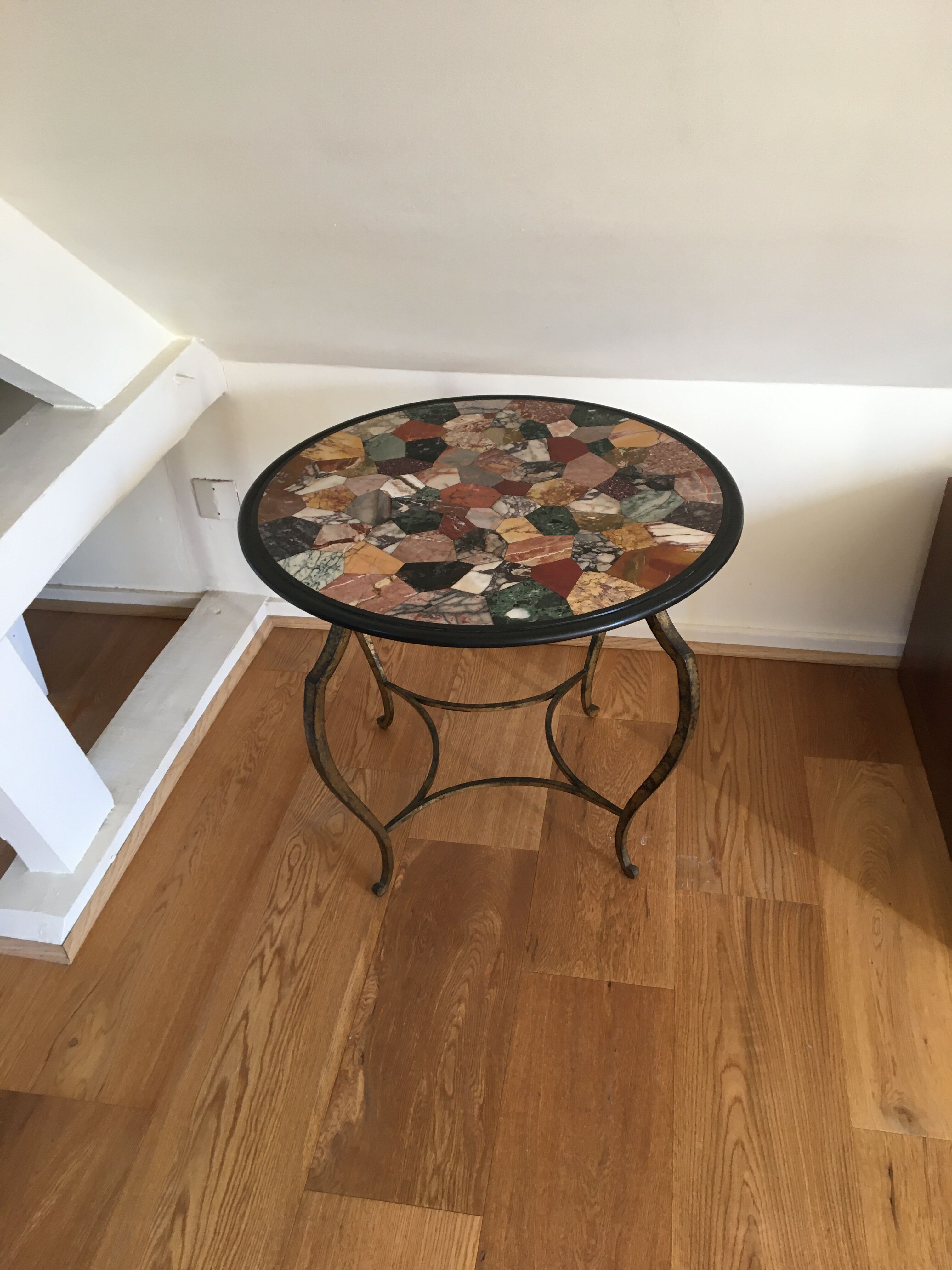 Italian coffee table in coloured marble marquetry