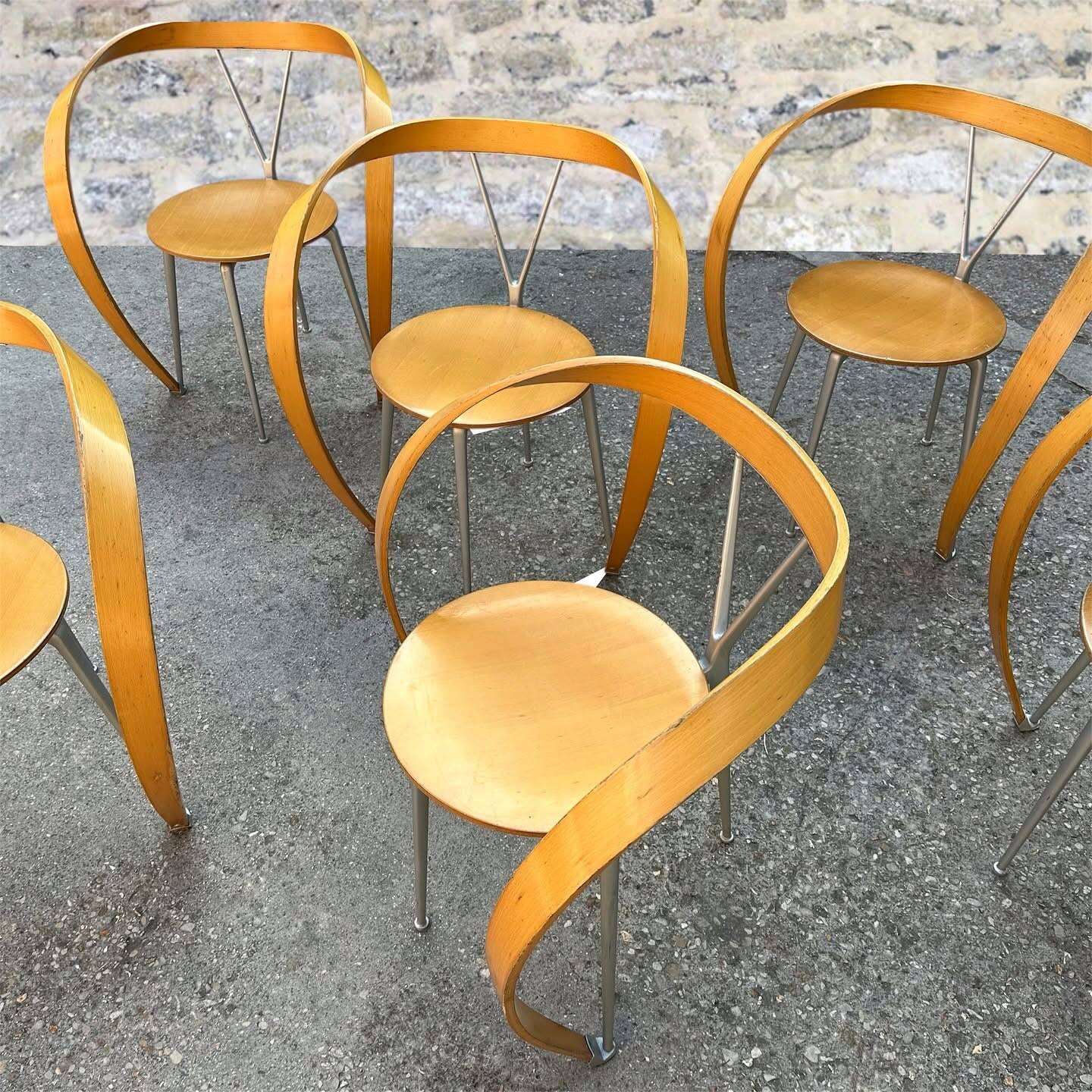 Suite de 6 chaises « Revers » par Andrea Branzi pour Cassina, 1990