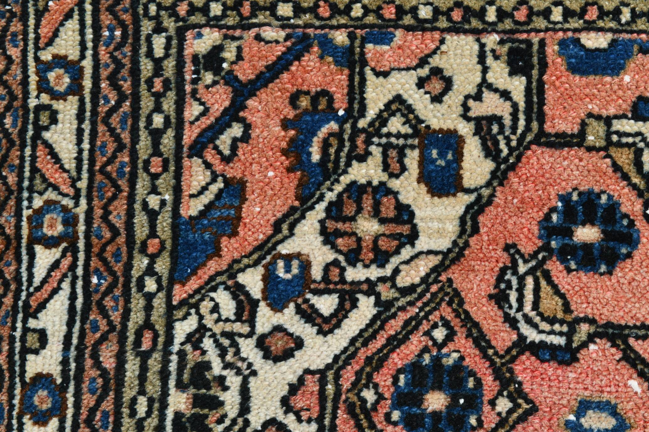 5x7 Wool Vintage Oushak Area Rug, Samon & Navy Blue Persian Rug, 142x209 Cm