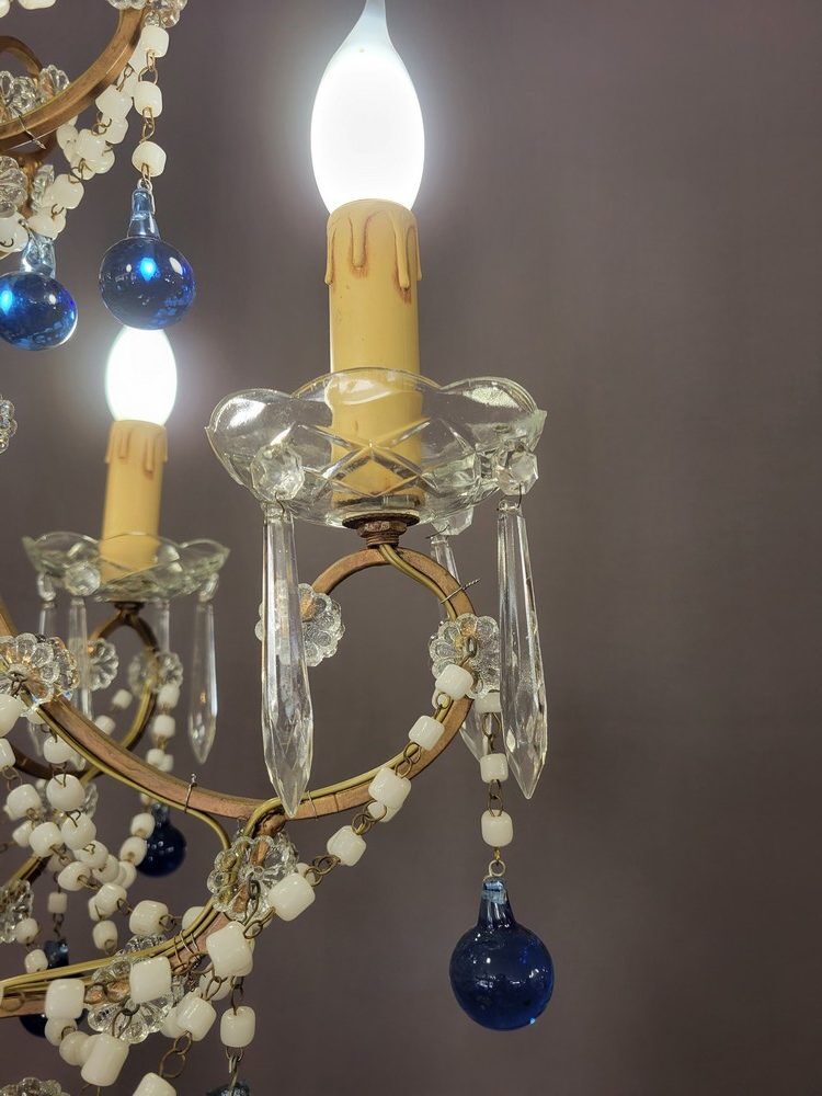 Chandelier with blue pendants