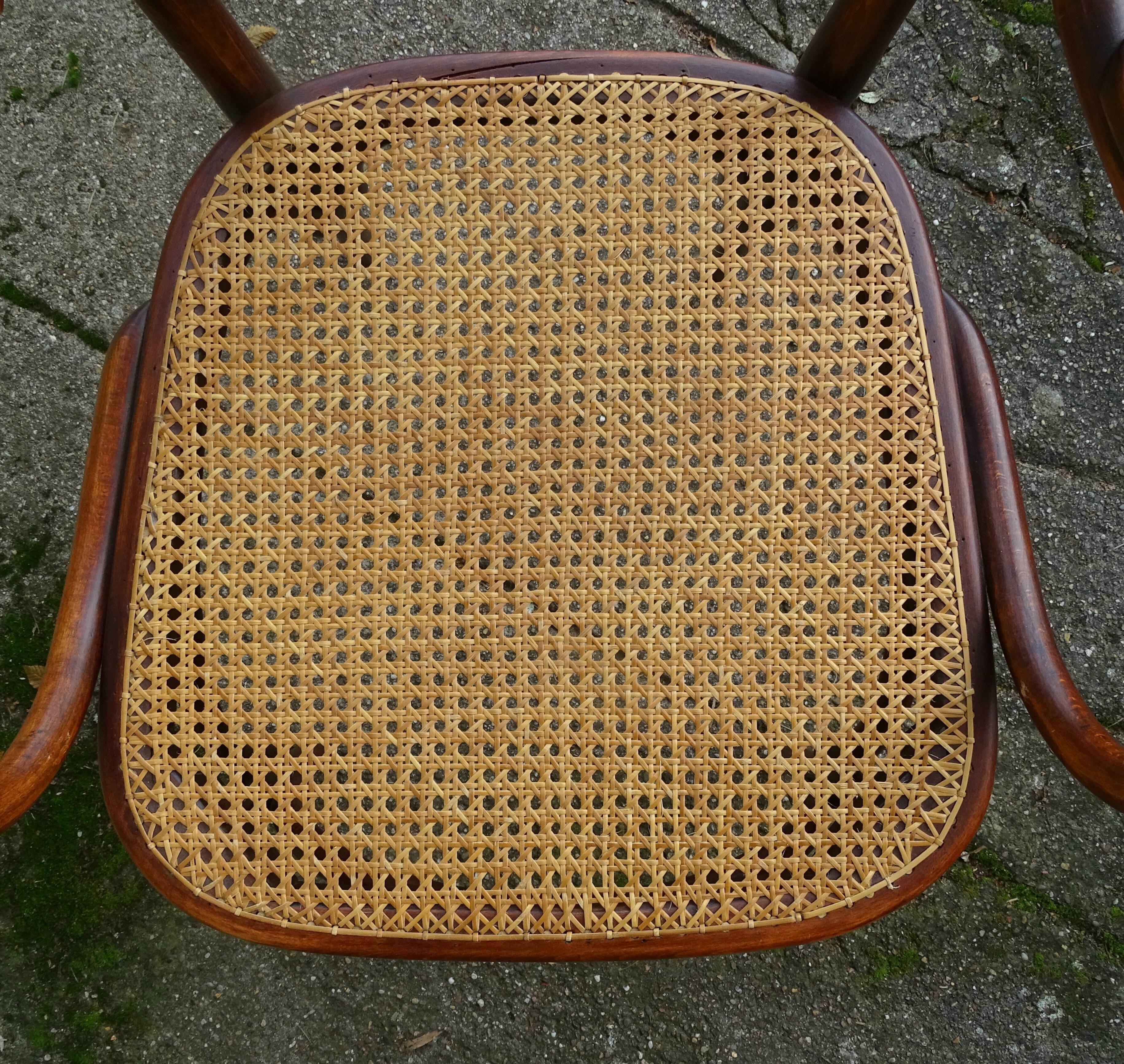 Kohn No. 196 curved wood bistro armchair, new cane