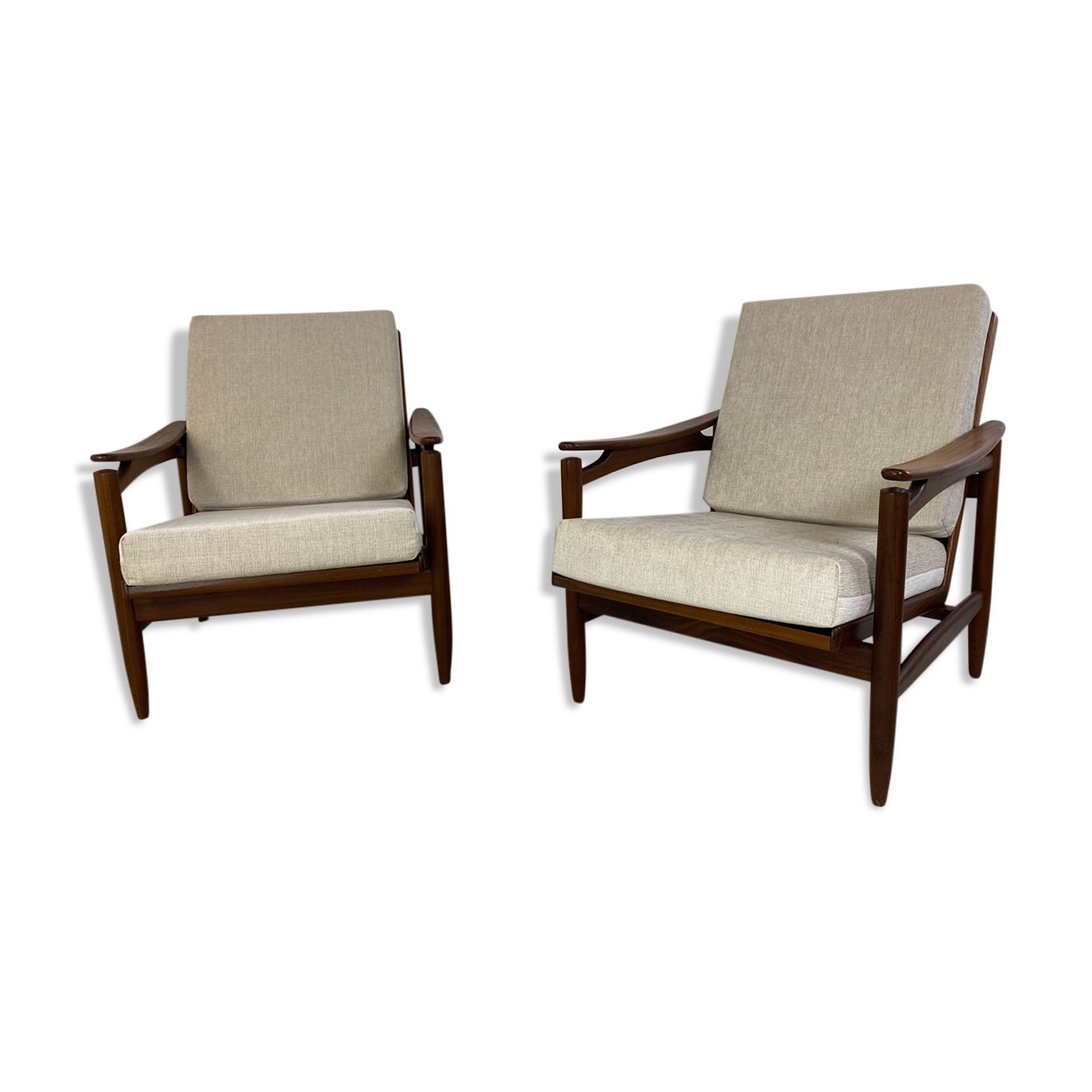 Vintage Danish Style Teak Mid-Century Set of 2 Chairs, 1950s