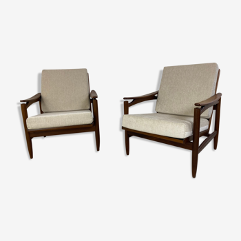 Ensemble de 2 fauteuils en teck vintage années 1950