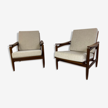 Vintage Danish Style Teak Mid-Century Set of 2 Chairs, 1950s