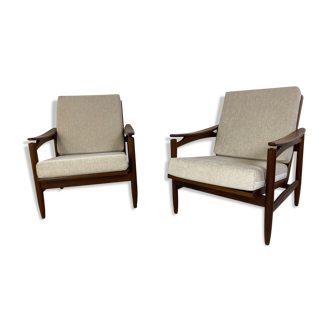 Vintage Danish Style Teak Mid-Century Set of 2 Chairs, 1950s