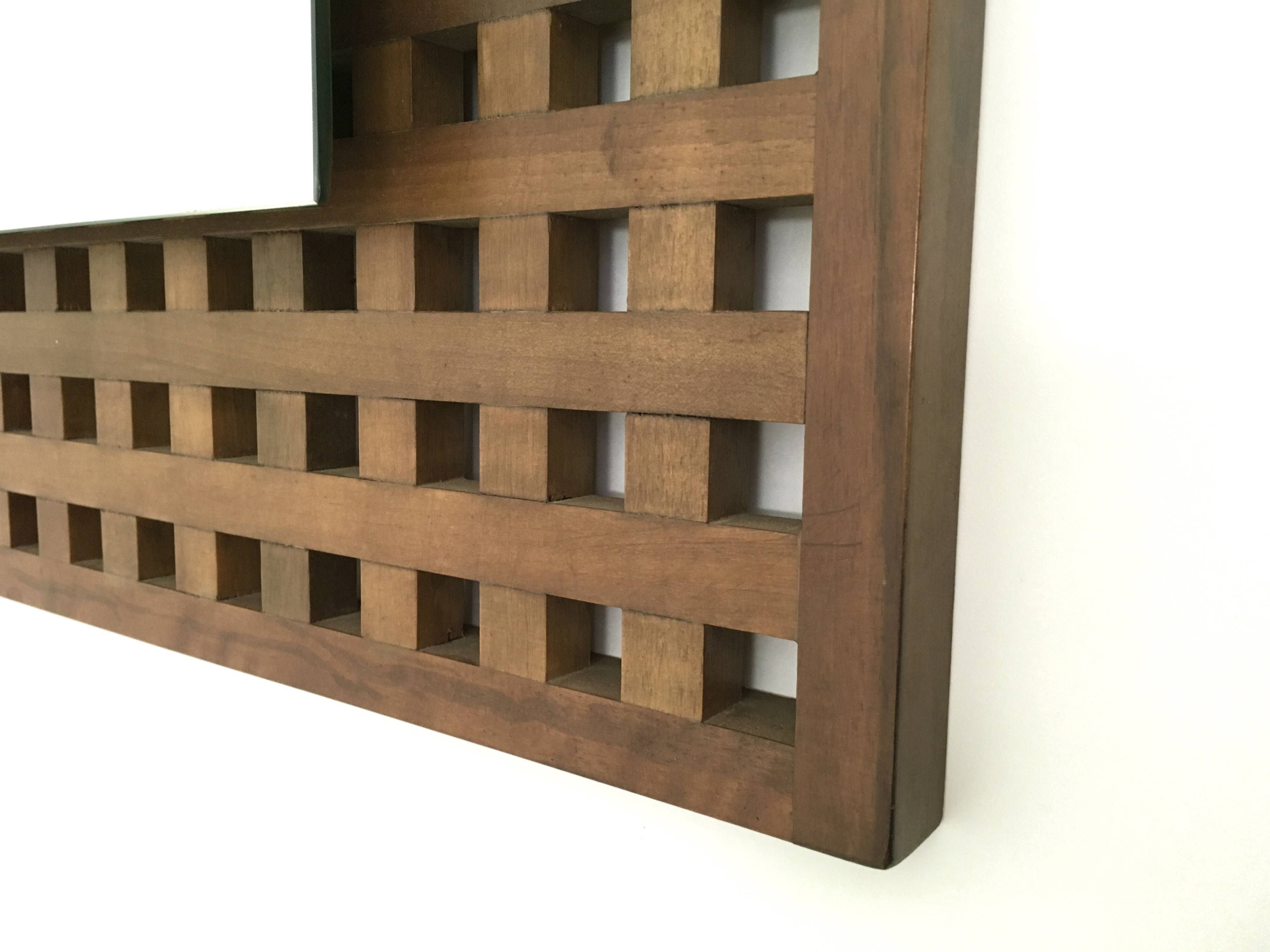 Pair of Square Walnut Mirrors Produced by Sant'Ambrogio e Deberti, Italy