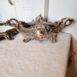 French Art Nouveau planter and "above all" in silver-plated metal and mirror dating from 1900 or earlier