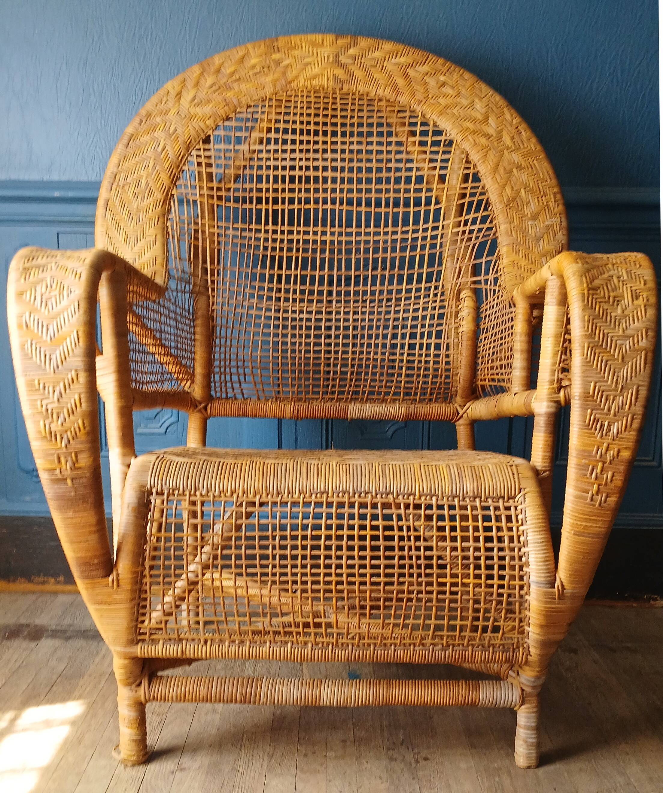 Rattan armchair in the style of Kay Fisker for R. Wengler. Danish work from the 1960s.