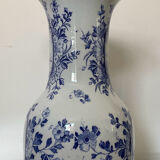 Large antique Delft blue and white porcelain vase signed