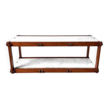 Italian modernist shelf in teak and Carrara marble, 1950s