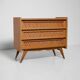 Commode rotin scandinave pieds compas - Vintage 1960
