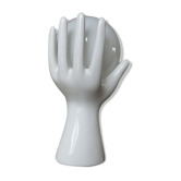 Lampe en céramique blanche en forme de mains années 70