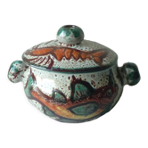 Soupiere ceramic broth vallauris decor vintage fish
