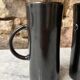 Set 2 tasses / mugs hauts émail anthracite foncé