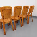 Set of 4 vintage chairs in pine from the 70s