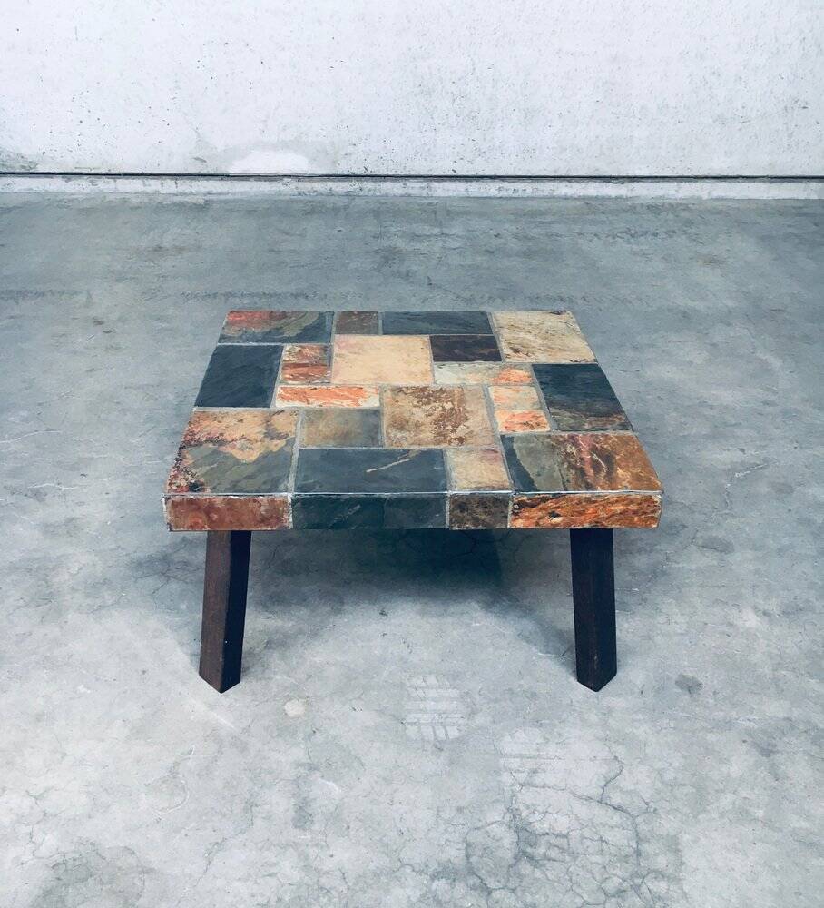 Brutalist Style Coffee Table in Slate Stone, 1970s