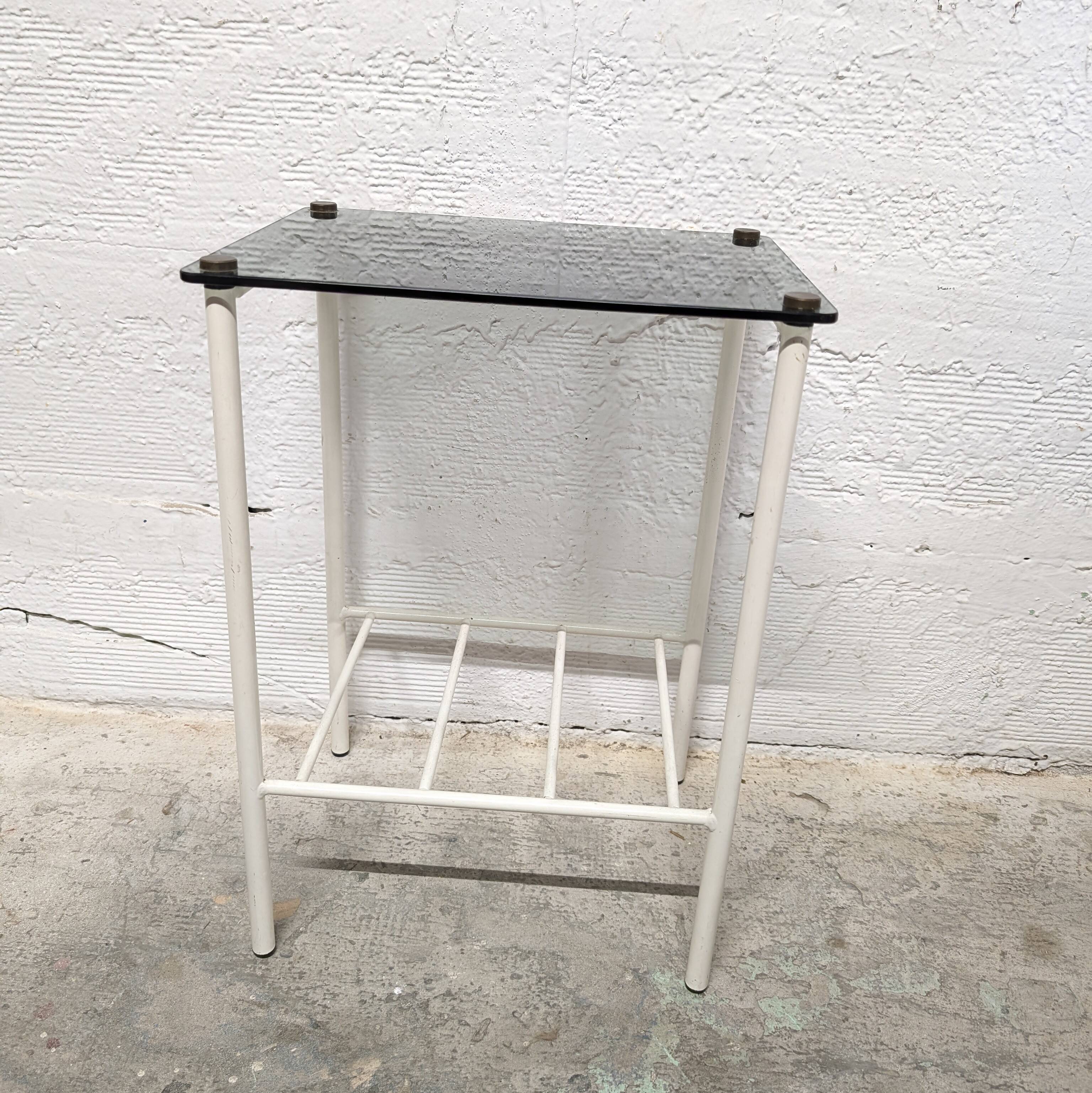 Vintage metal and glass side table