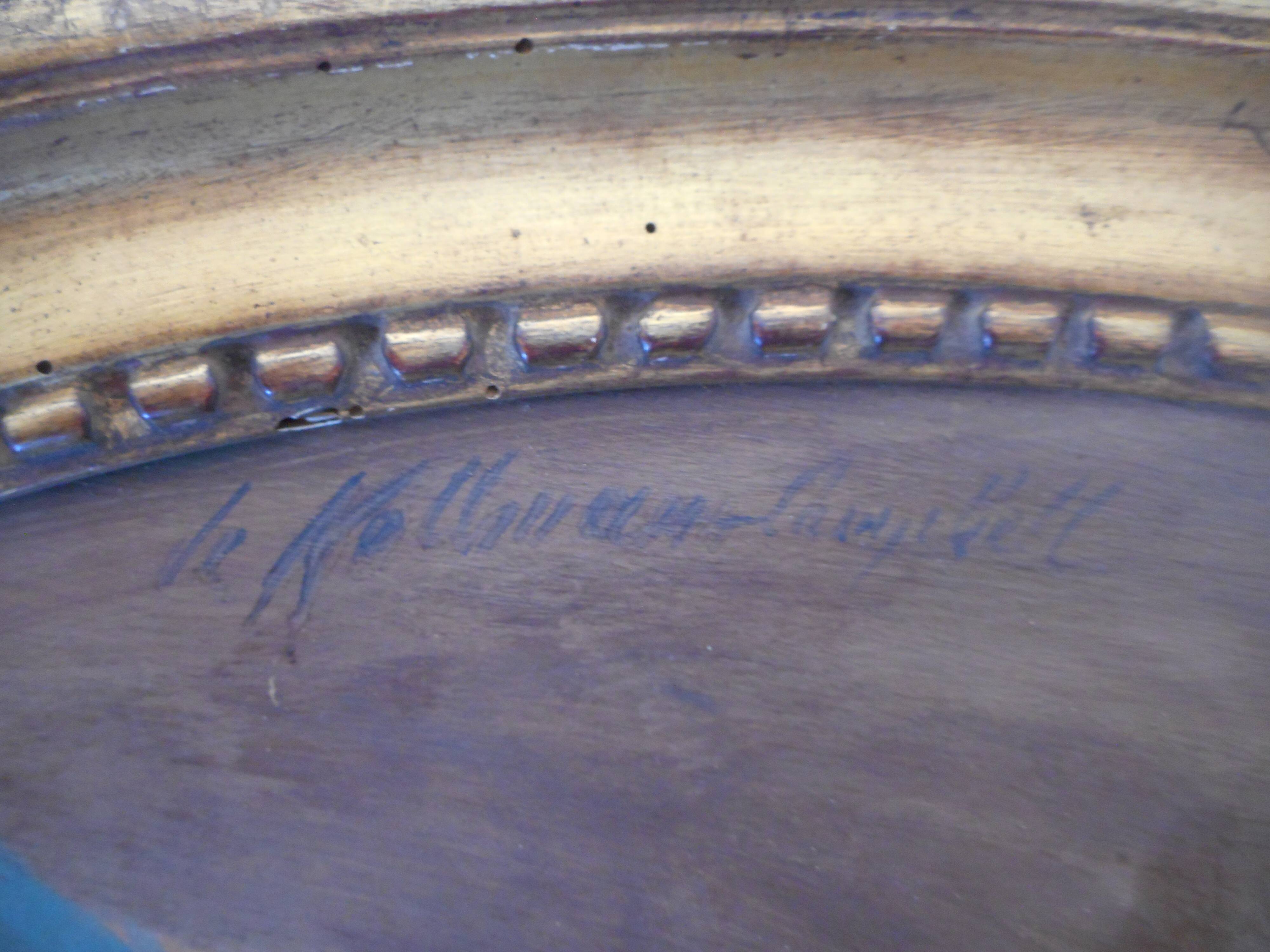 Antique oval painting, portrait of a woman on canvas, late 19th, early 20th century