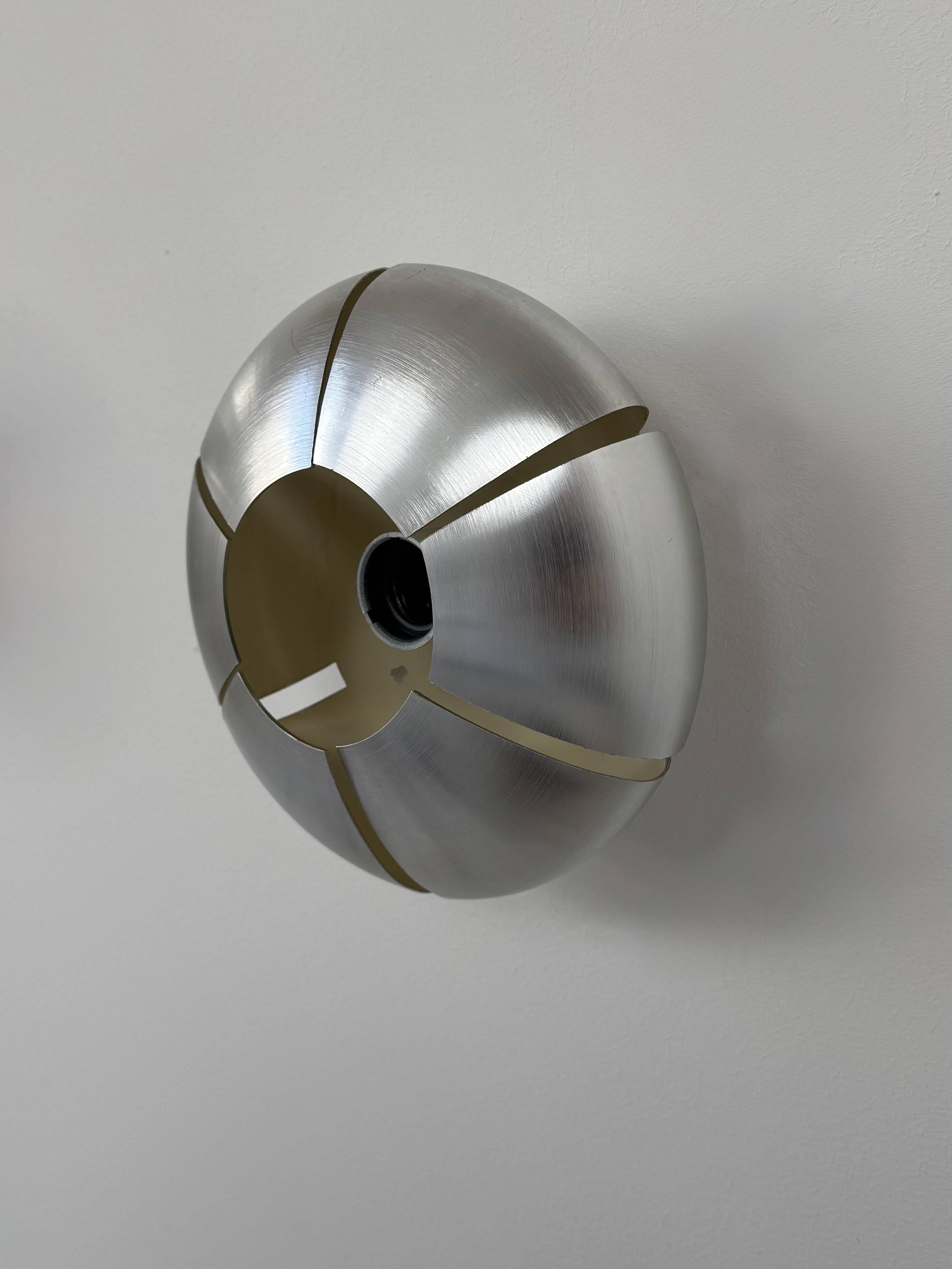 Pair of vintage wall lights, brushed aluminium, France, 1970.