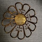 1960s brass rope umbrella stand with leaves