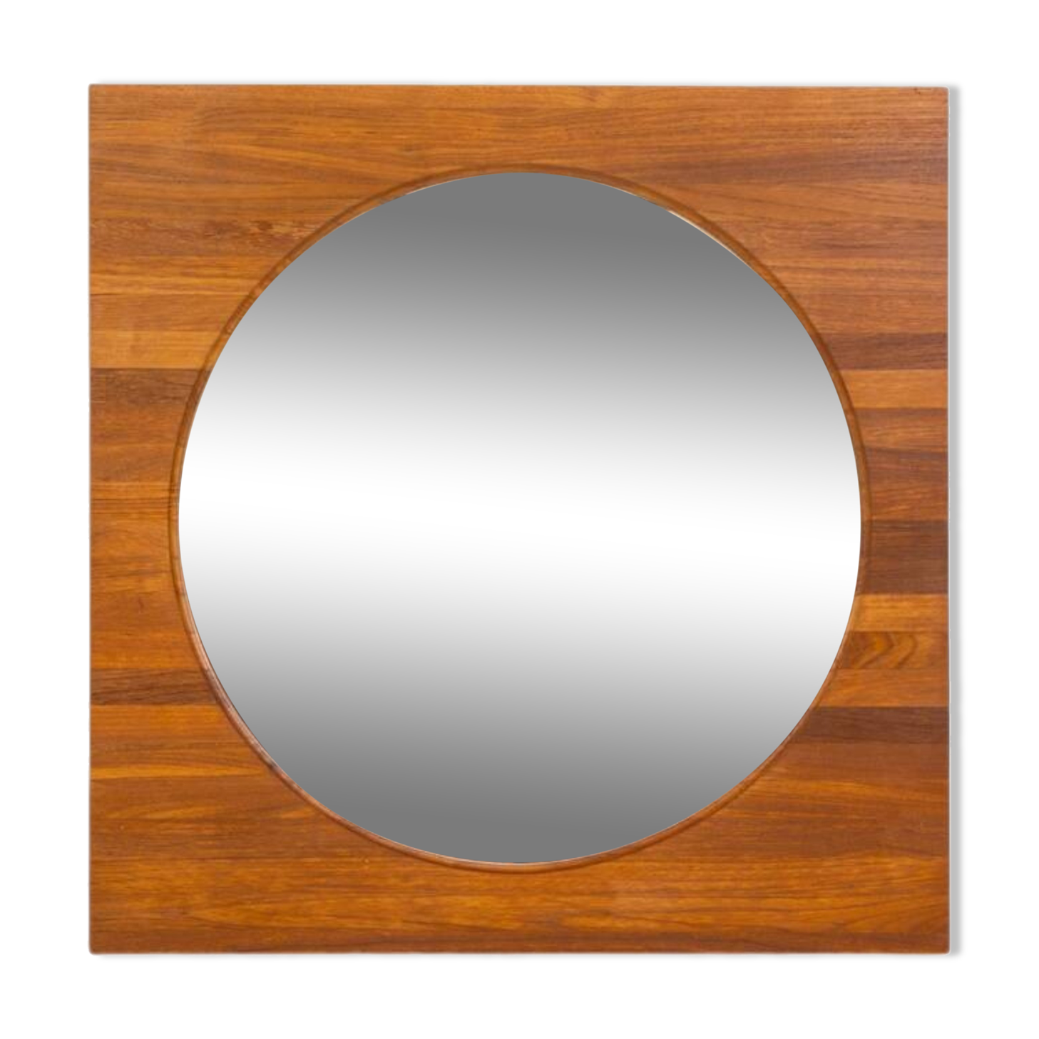 Miroir XL milieu du siècle en teck massif (Danemark, années 1960).