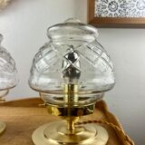 Vintage globe table lamp engraved and transparent chiseled