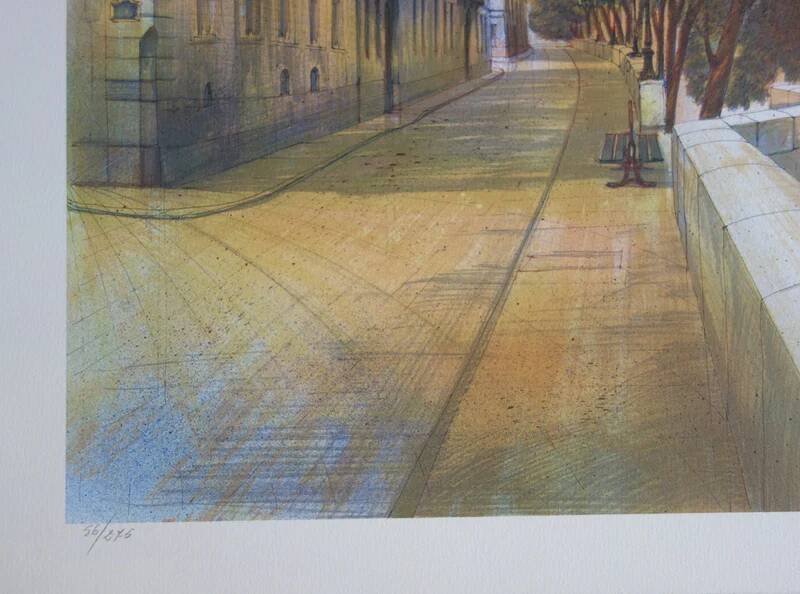 Rolf RAFFLEWSKI: Paris, Quai de Béthune, original signed lithograph