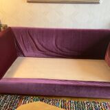 Plum velvet sofa