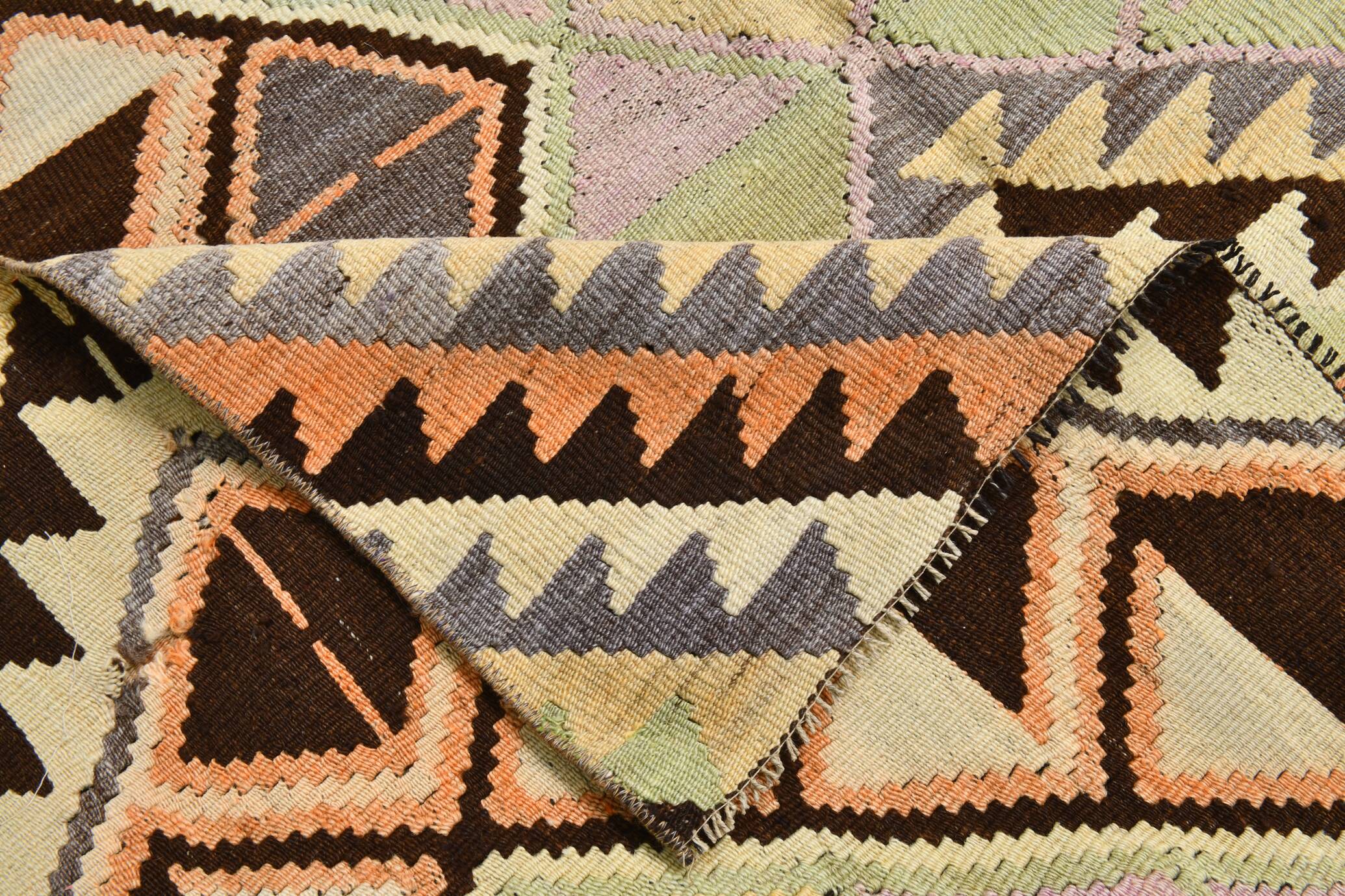 Yellow & Brown Turkish Kilim Rug, 172x284Cm