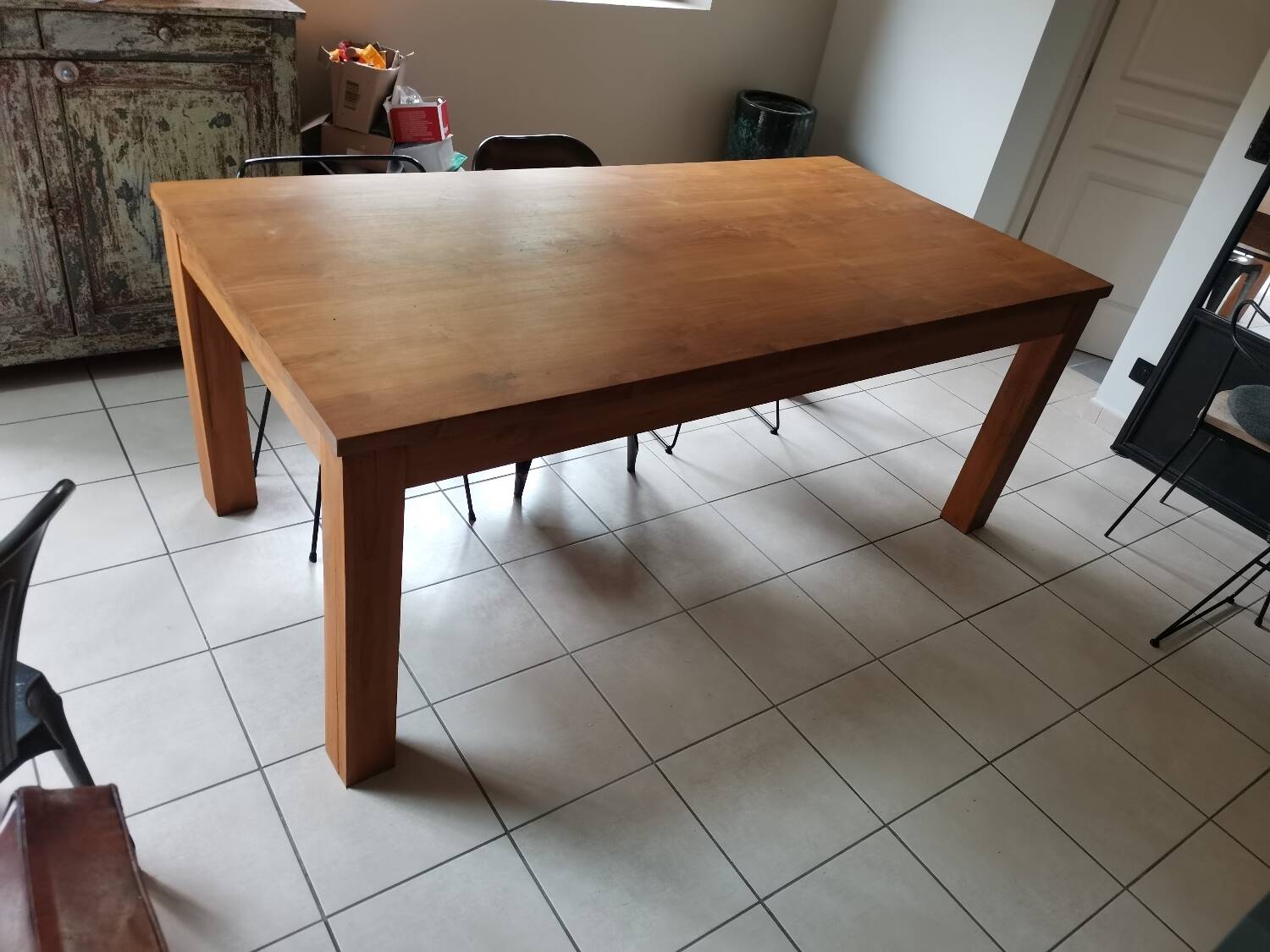 Solid wood table for 8 people.