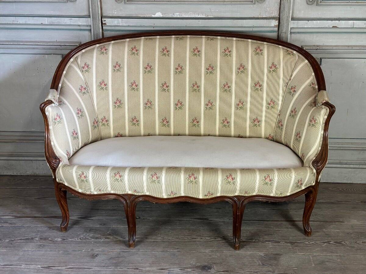 Louis XV style carved wooden basket bench, circa 1880