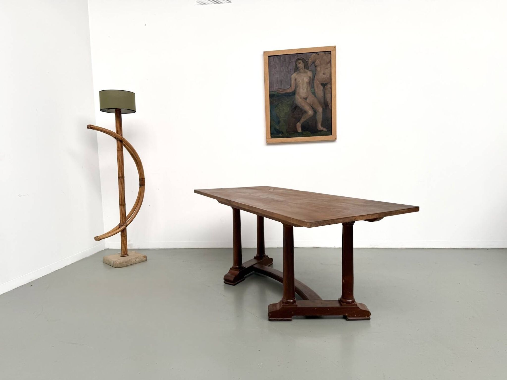 Table de repas ou bureau Art Déco en chêne et hêtre – Années 1930