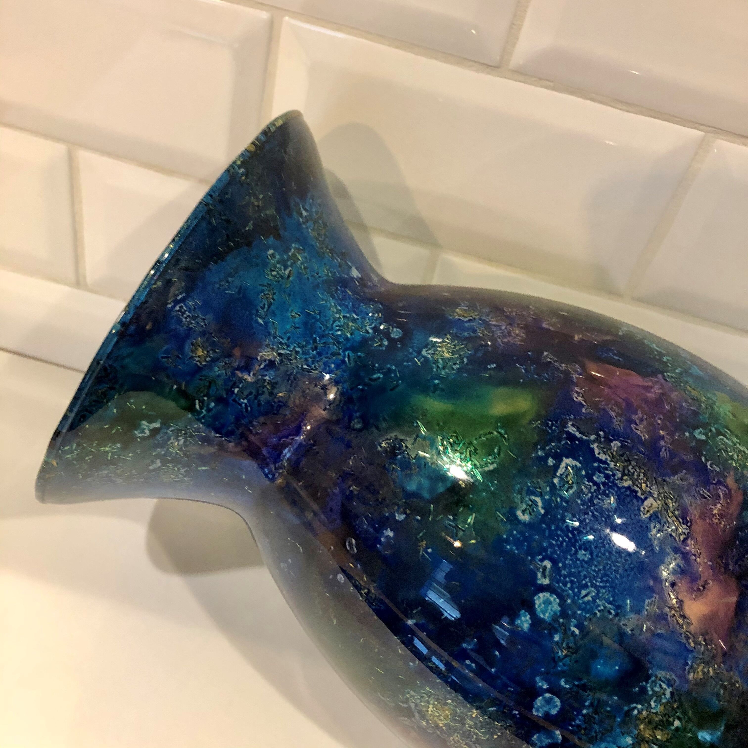 80's glass vase - Atelier Laque Line