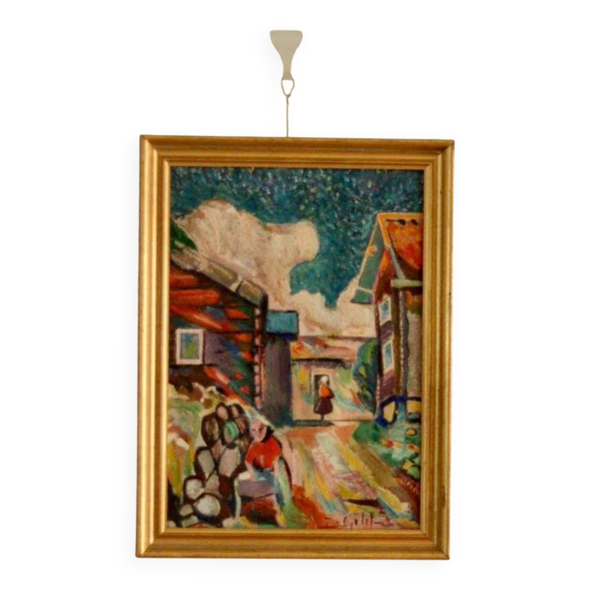 "Village scene" attributed to Sjöberg