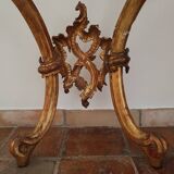 Old gilded wooden console on 2 curved feet