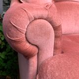 Pair of pink velvet toad armchairs, 1970s