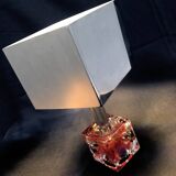 Table Lamp • Cube • Fractal Resin • Polished Steel • Chrome • 1970