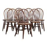 8 chaises Windsor en bois, années 70