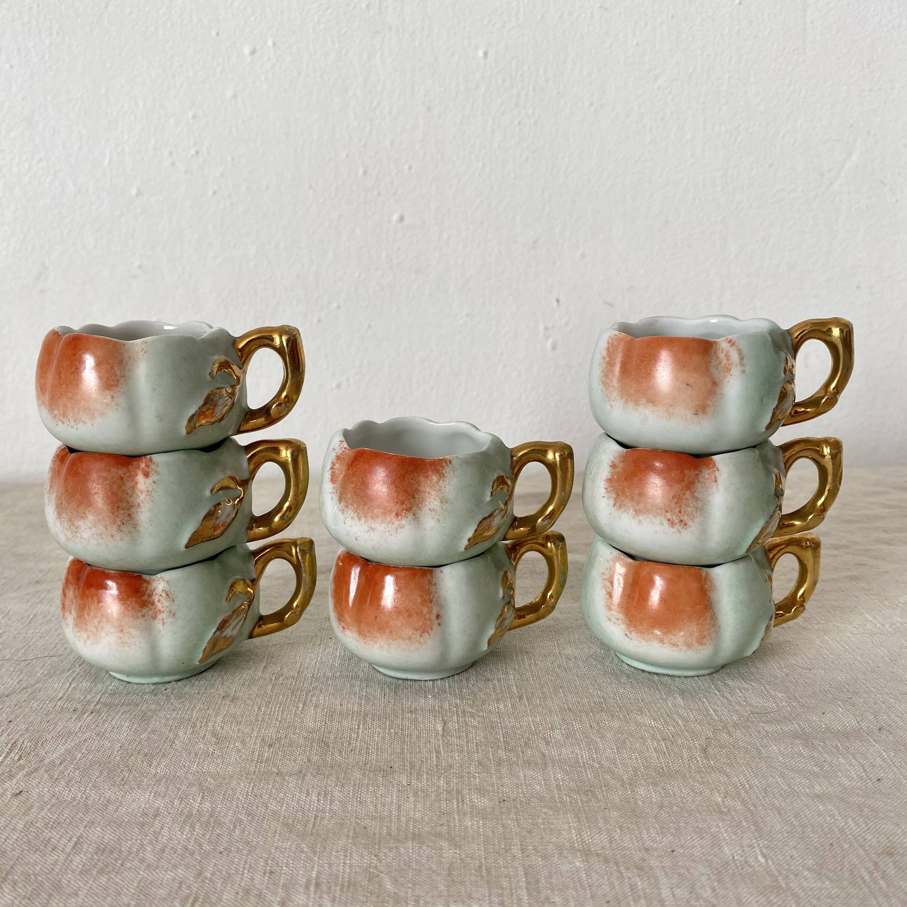 Calvados liqueur cups in slip, 1940s