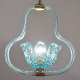 Blu acquamarine Murano glass chandelier by Barovier e Toso, 1940s