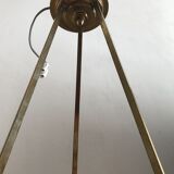 Art deco 1930 chandelier signed aurys glassworks (saint-gobain group), hand-painted, floral motif