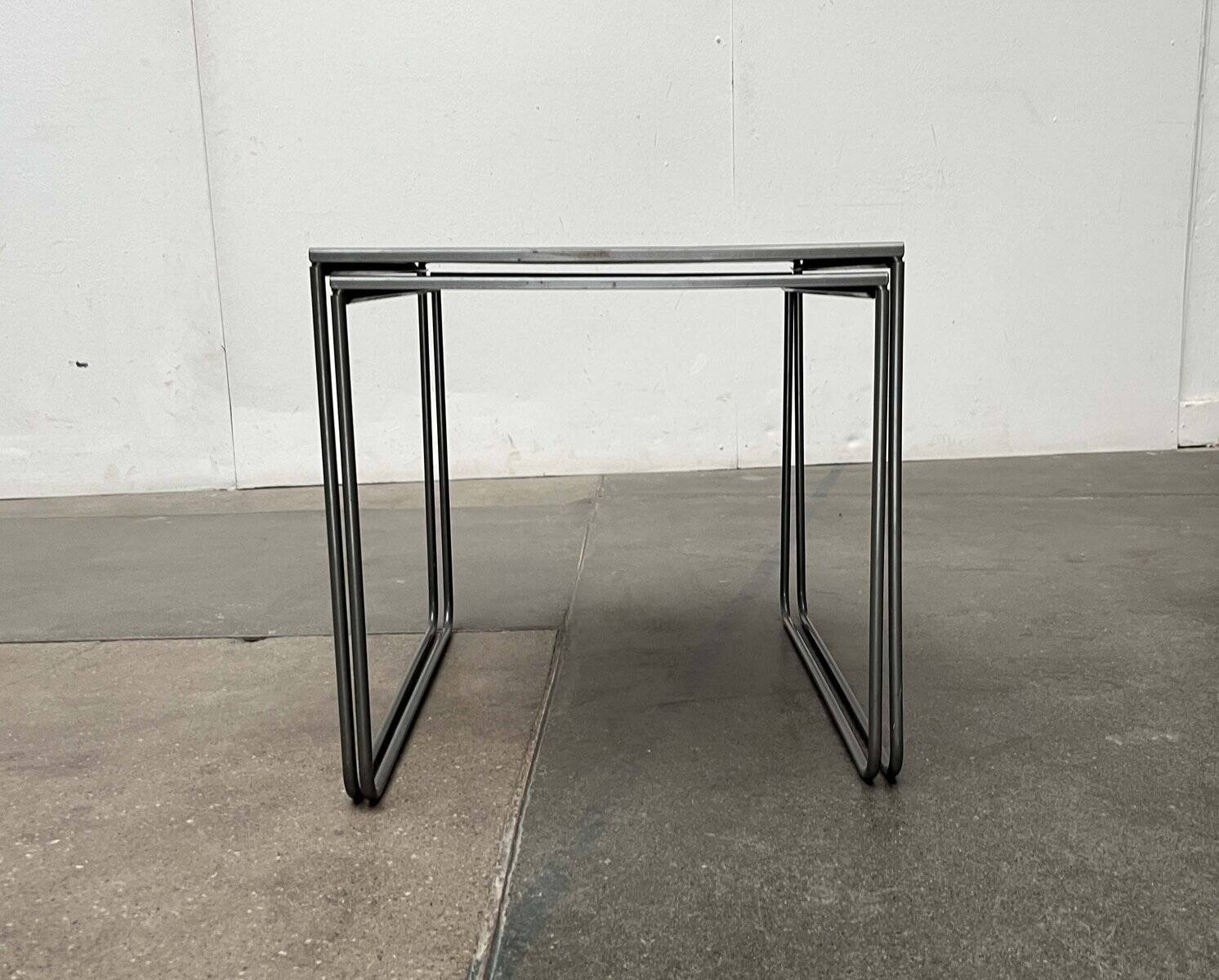 Postmodern perforated metal nesting side tables from Ikea, 1980s, set of 2.