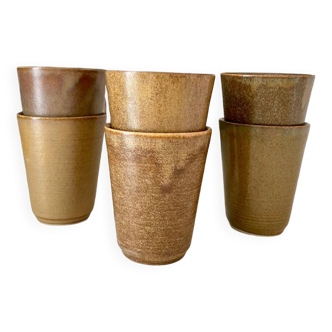 Set of 6 vintage Digoin stoneware cups