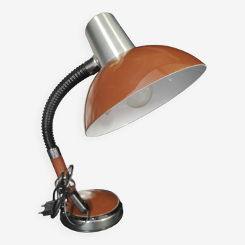 Lampe articulée année 70 chrome et chocolat