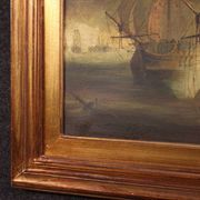 20th century French seascape painting Battle of Trafalgar