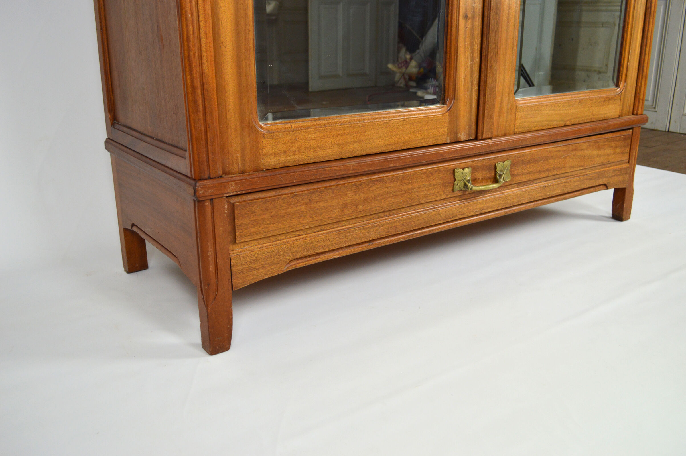 Art Nouveau wardrobe by Mathieu Gallerey in mahogany, model with Clematis, circa 1920