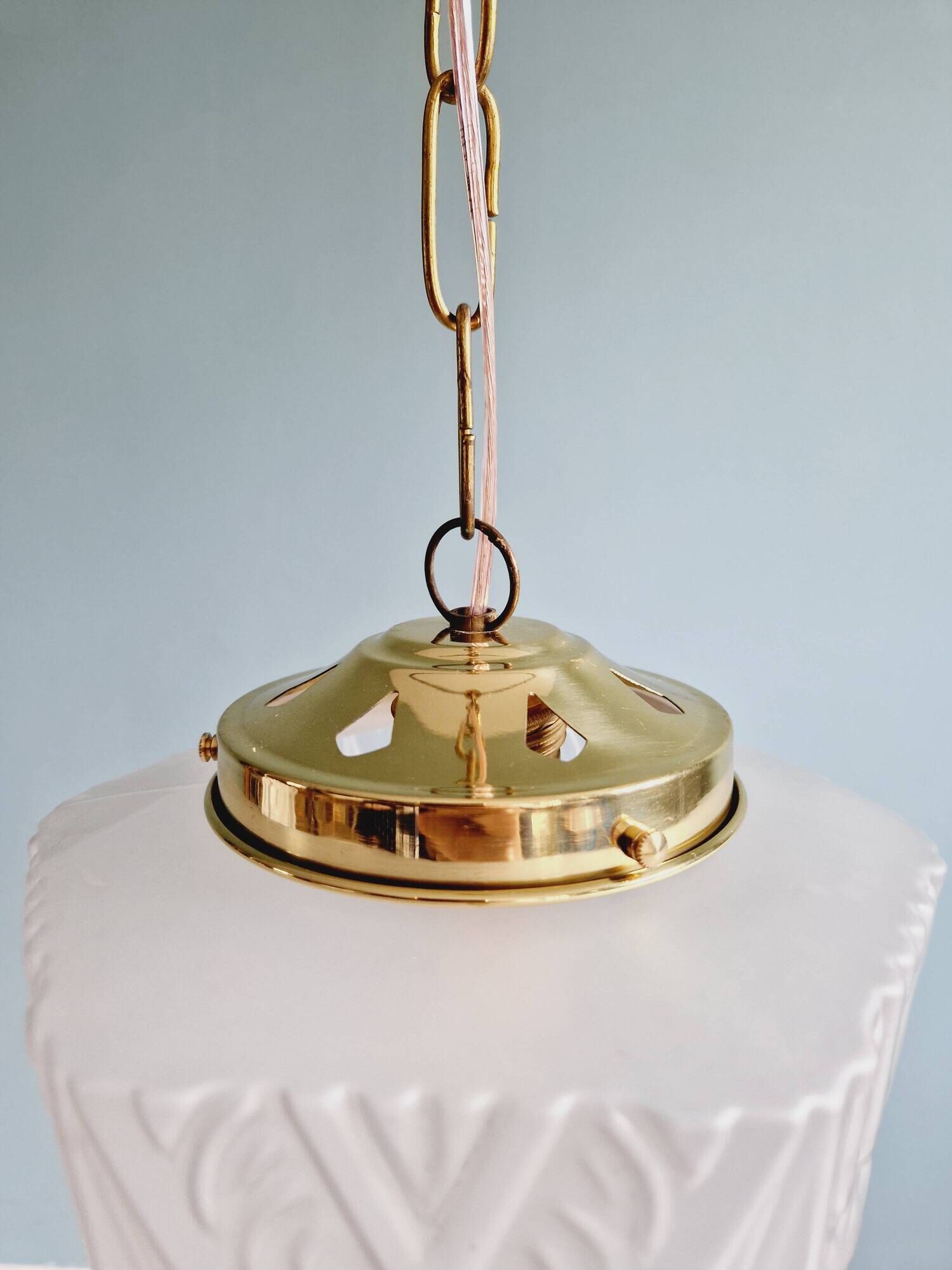 Art Deco pendant lamp in satin glass, 1920s-30s