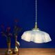 Suspension abat-jour vintage en opaline bleue