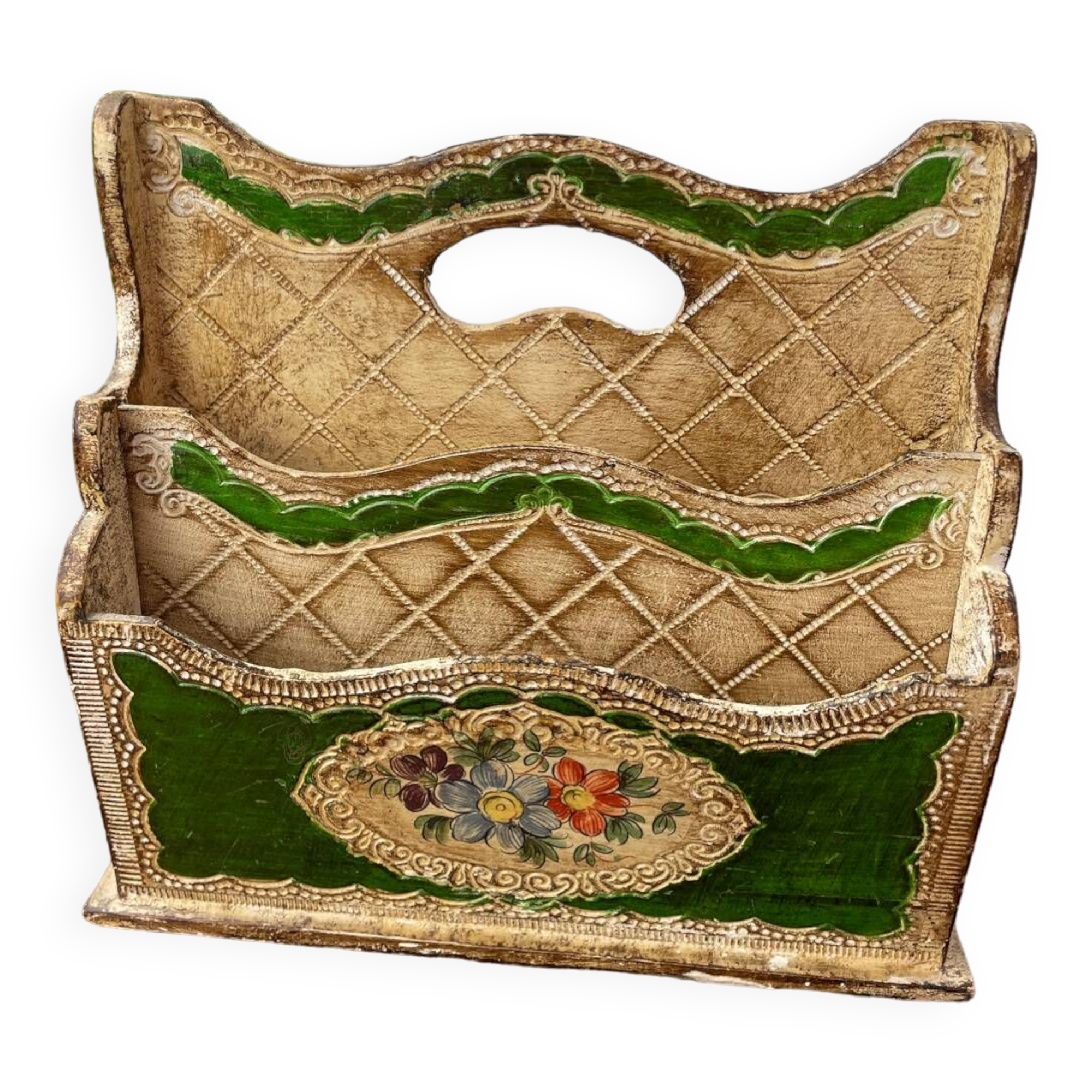 Wooden Florentine mail letter holder