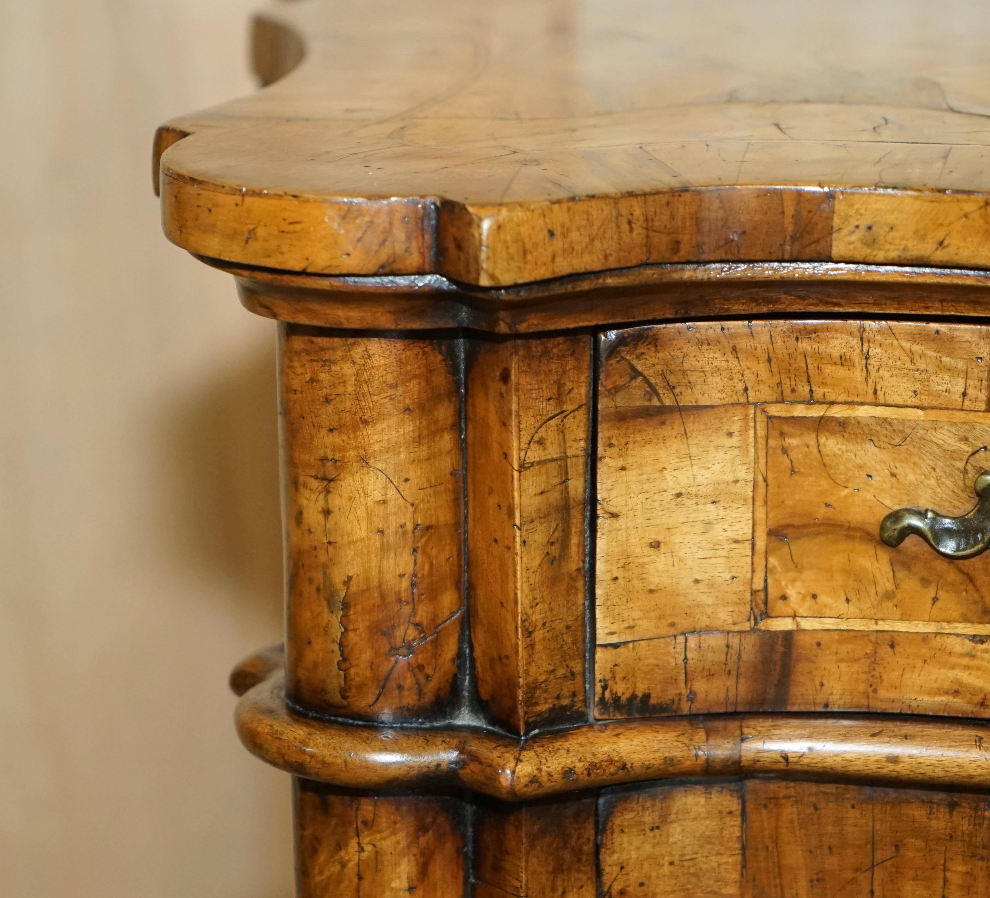 Antique Italian writing desk in olive wood circa 1860